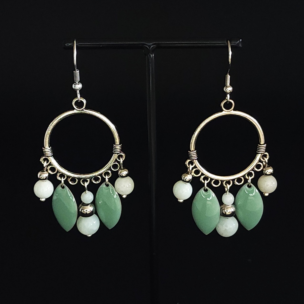 BOET06.2.Boucles intercalaire rond 9 anneaux Amazonite