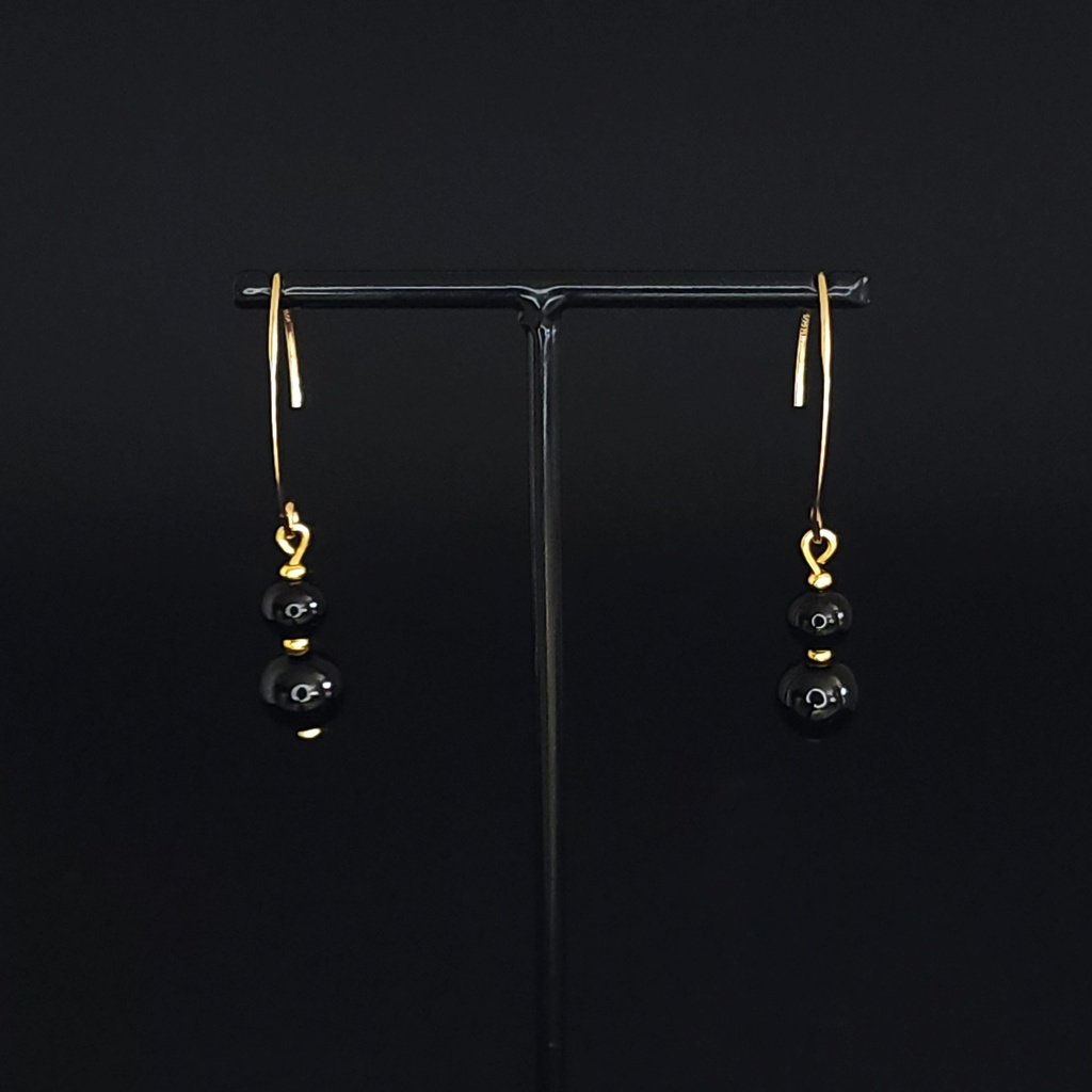 BOEL05.4.Boucles perles Onyx Noir