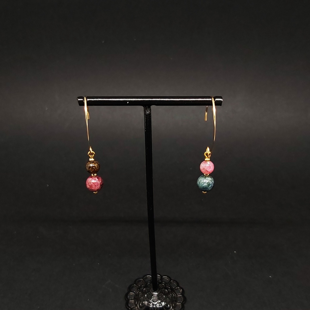 BOEL05.2.Boucles perles Tourmaline