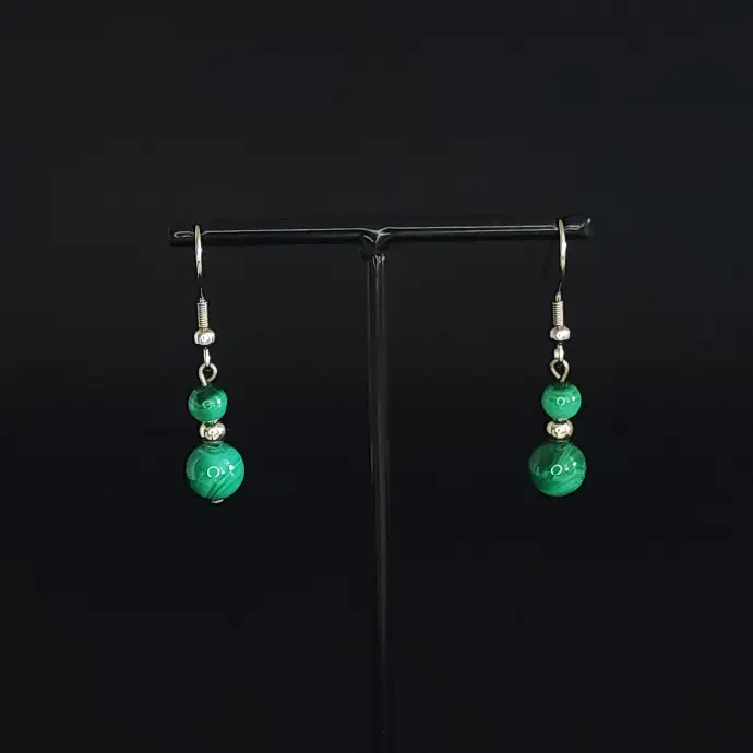 BOPU01.19.Boucles 2 perles Malachite