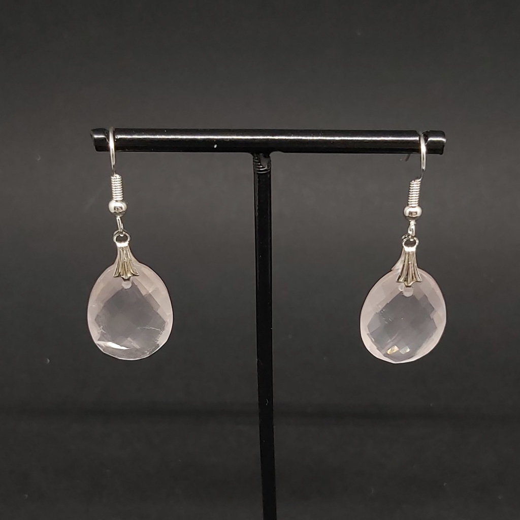 Boucles pierre Quartz Rose