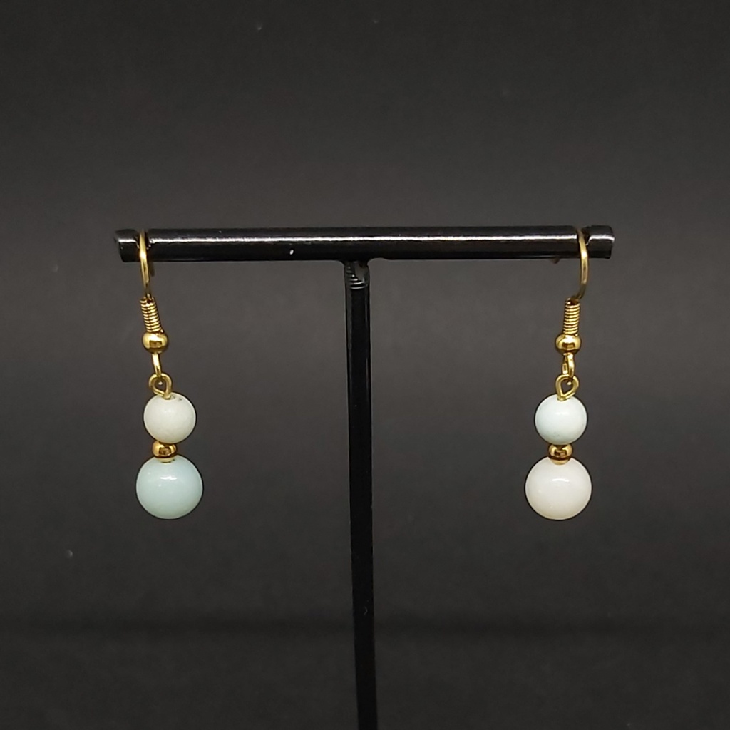 BOPU01.03.Boucles 2 perles Amazonite