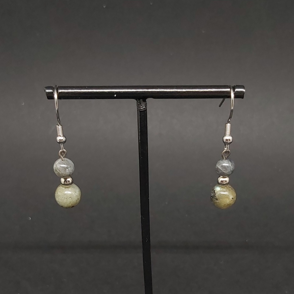 BOPU01.10.Boucles 2 perles Labradorite