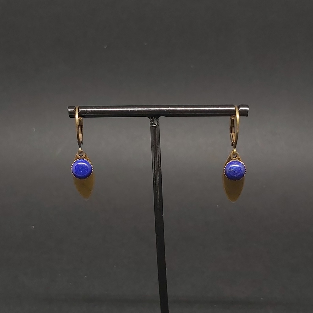 BOET01.2.Boucles cabochon et goutte Lapis Lazuli