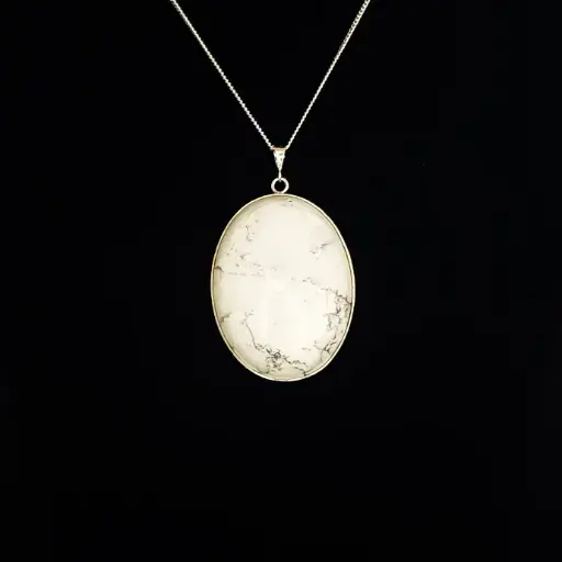 CEL05.1.Pendentif cabochon 40x30 mm Howlite