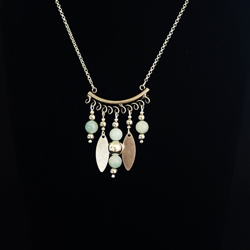 CET01.1.Collier intercalaire 11 anneaux Amazonite