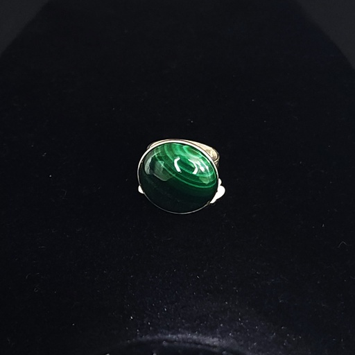 BAPU02.01.Bague cabochon rond Malachite