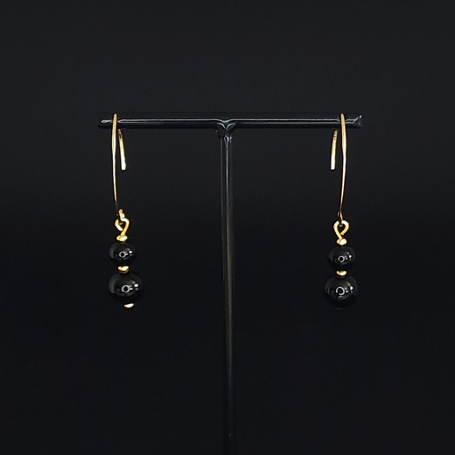 BOEL05.4.Boucles perles Onyx Noir