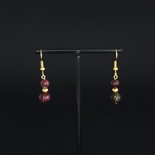 BOPU01.18.Boucles 2 perles Grenat