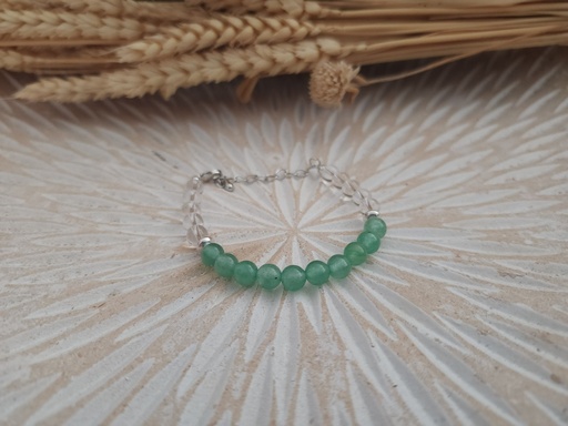 BRPU01.05.Bracelet perles Aventurine/Cristal de Roche