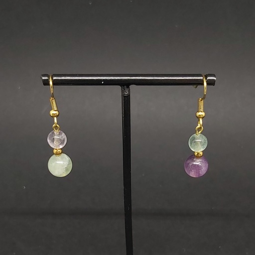 BOPU01.09.Boucles 2 perles Fluorite